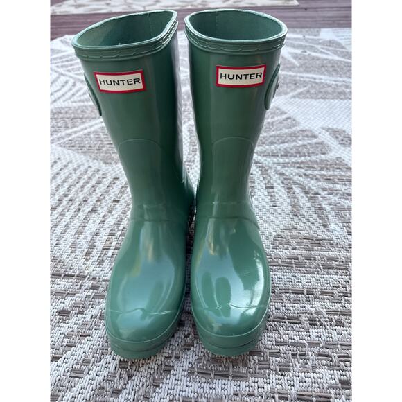 Hunter Original Short Womens Size 10 Green Outdoor Waterproof Gloss Rain Boots - Picture 1 of 8